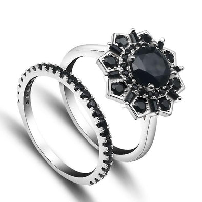 Jolics Handmade Round Cut Black Gold Sterling Silver Ring - jolics