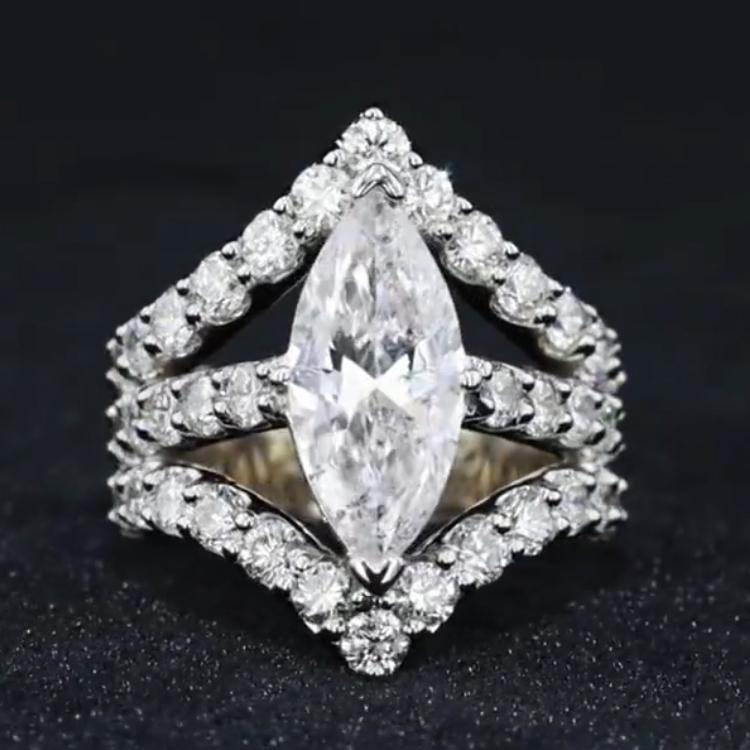 Jolics Handmade Stunning 2.75 CT Marquise Cut Engagement Ring - jolics