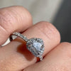 Jolics Heart Cut Halo Moissanite Sterling Silver Engagement Ring - jolics