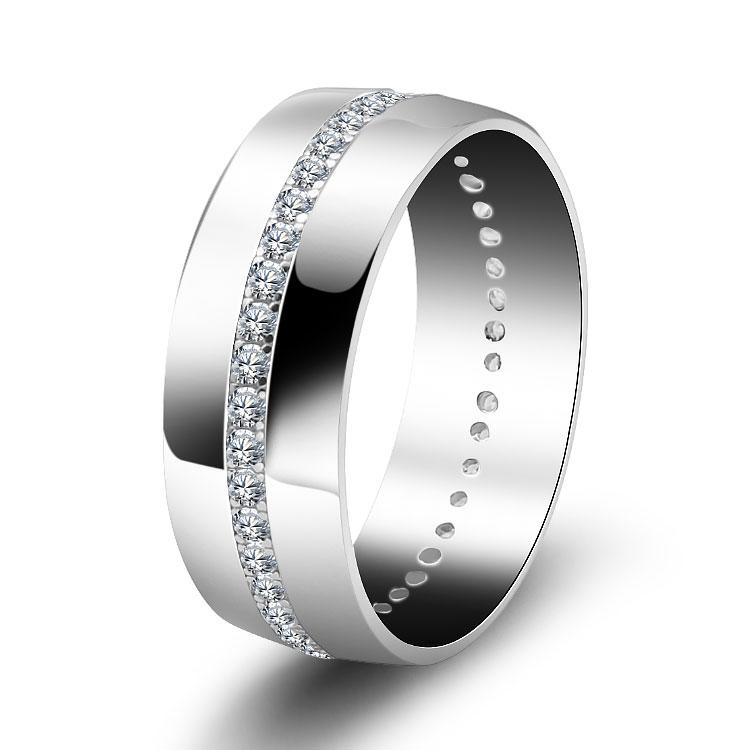 Jolics Pave Round Cut Stone Sterling Silver Band - jolics