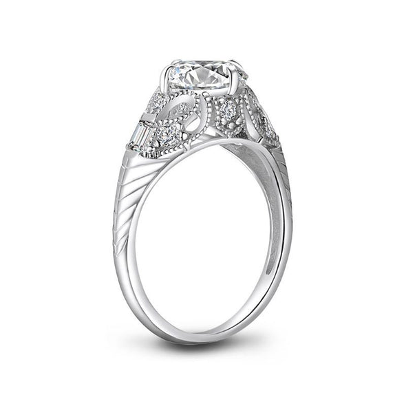 Jolics Snake Design 2.0 CT Round Cut Sterling Silver Engagement Ring - jolics