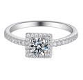 Jolics Square Moissanite Halo Round Cut Sterling Silver Ring - jolics