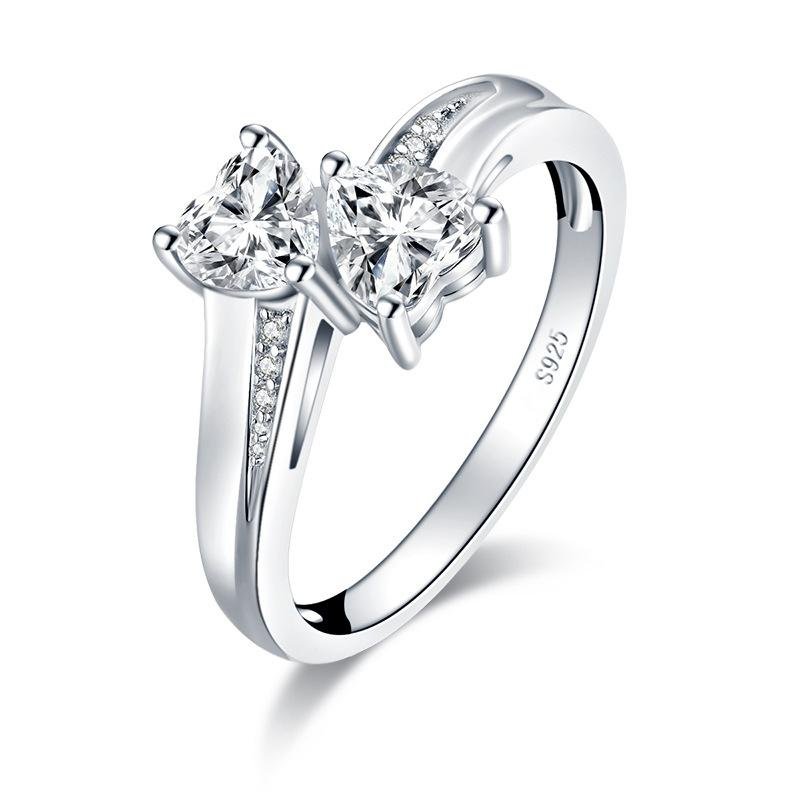 Jolics Two Stone Heart Cut Ring - jolics