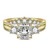 Jolics Yellow Gold Cushion Cut Three Stones Sterling Silver Anniversary Set Ring - jolics