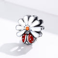 Ladybird and Daisy 925 Sterling Silver Bead Charm - jolics