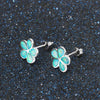 Leaf Design Blue Opal Silver Earrings - jolics