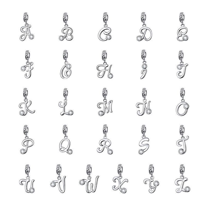 Letters Collection Initial Letter A-Z 925 Sterling Silver Charms for Bracelet - jolics