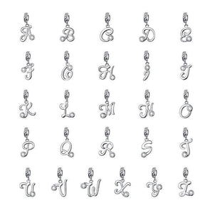 Letters Collection Initial Letter A-Z 925 Sterling Silver Charms for Bracelet - jolics