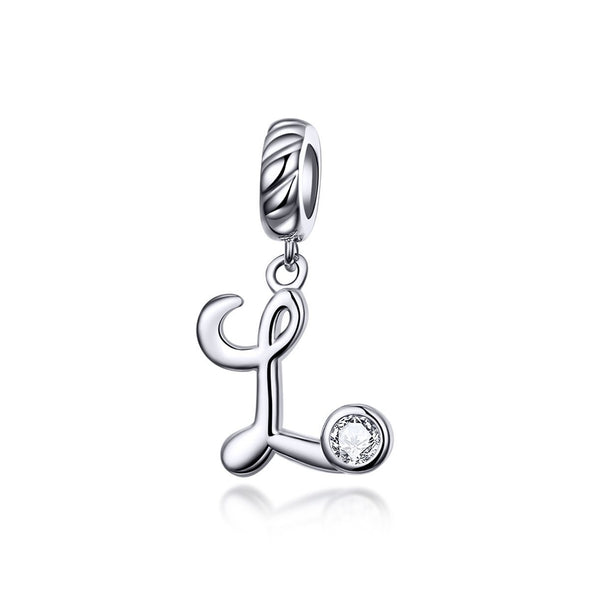 Letters Collection Initial Letter A-Z 925 Sterling Silver Charms for Bracelet - jolics