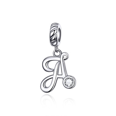 Letters Collection Initial Letter A-Z 925 Sterling Silver Charms for Bracelet - jolics