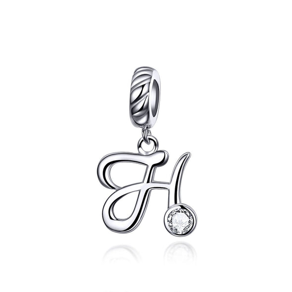 Letters Collection Initial Letter A-Z 925 Sterling Silver Charms for Bracelet - jolics