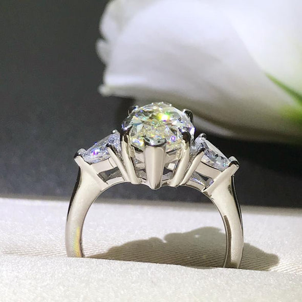 Light Yellow Three Stone Tapered Marquise Ring - jolics