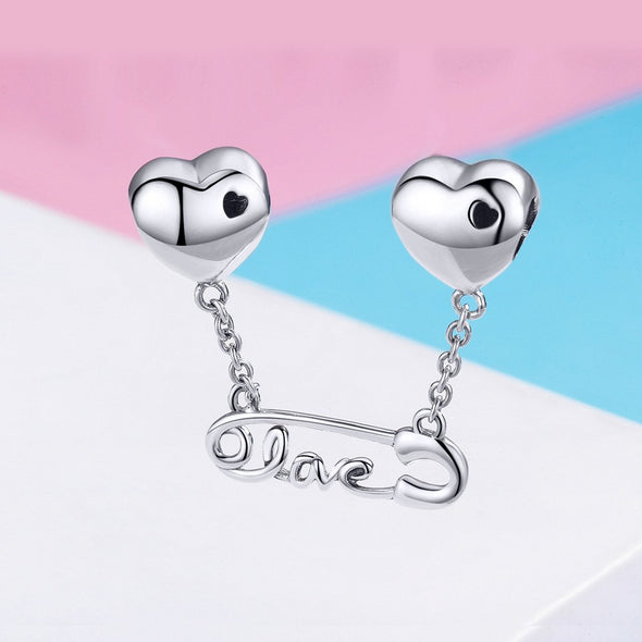 Love Pin 925 Sterling Silver Dangle Charm - jolics