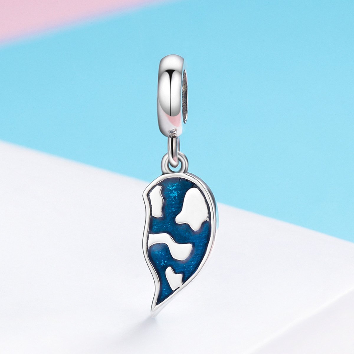 Love Travel Heart 925 Sterling Silver Dangle Charm - jolics