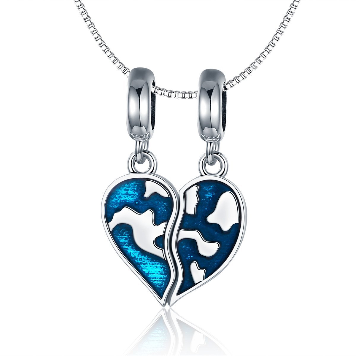 Love Travel Heart 925 Sterling Silver Dangle Charm - jolics