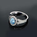 Luxury 1.25ct Halo Topaz 925 Sterling Silver Ring - jolics