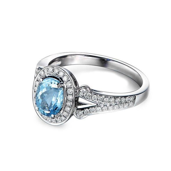 Luxury 1.25ct Halo Topaz 925 Sterling Silver Ring - jolics