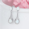 Luxury White Opal Oval Silver Earrings - jolics