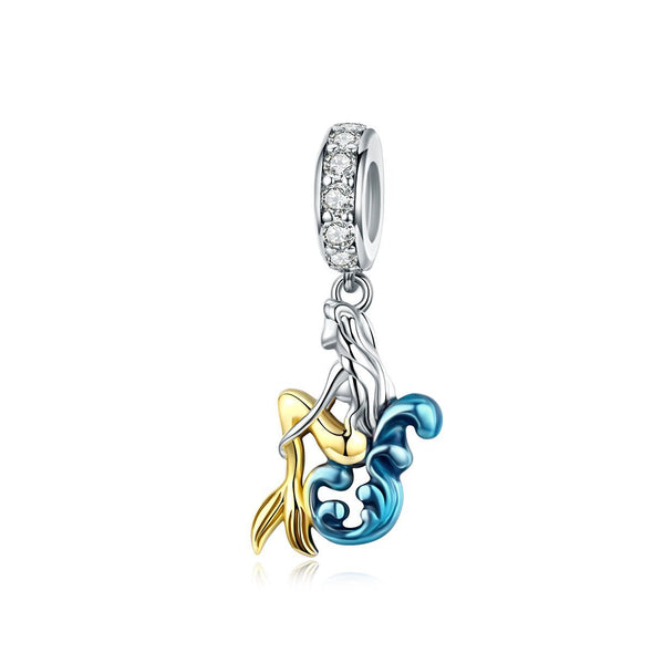 Mermaid 925 Sterling Silver Dangle Charm - jolics