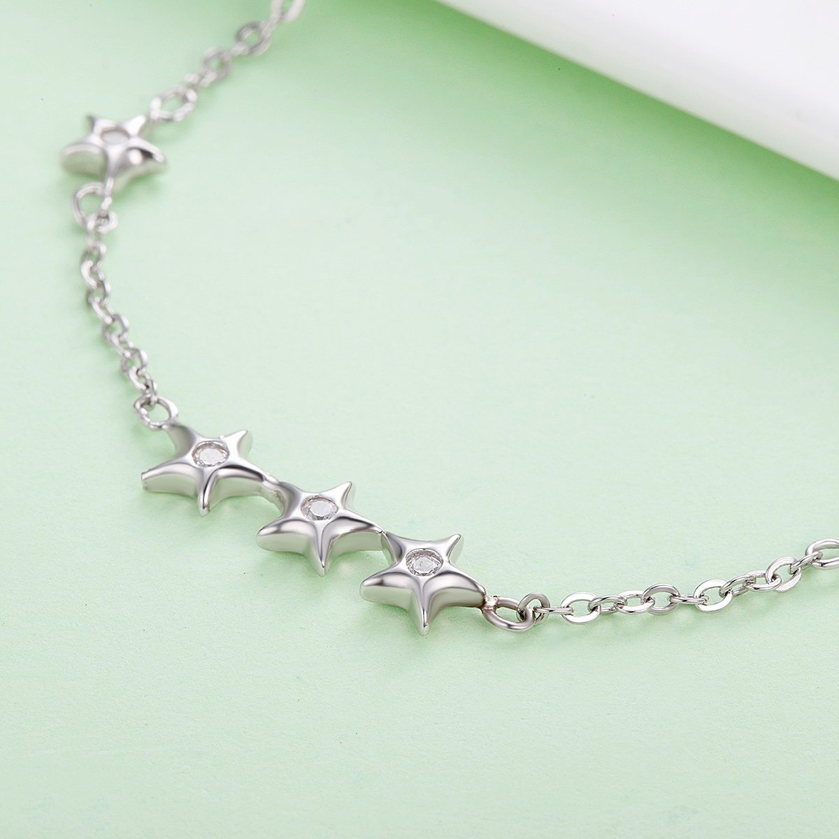 Moon And Star 925 Sterling Silver Simple Bracelet - jolics