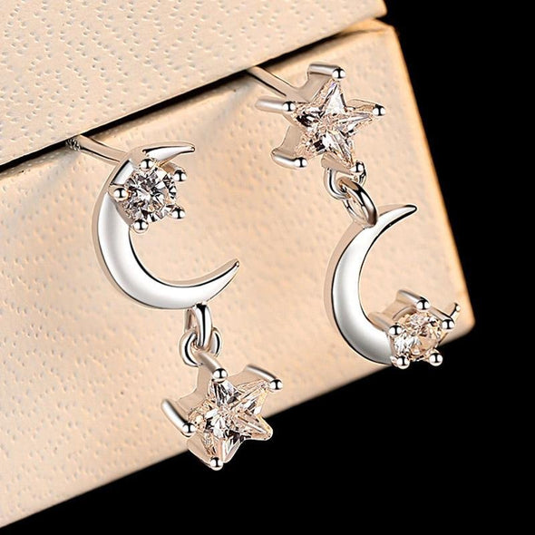 Moon and Star Asymmetry Stacking Earrings - jolics