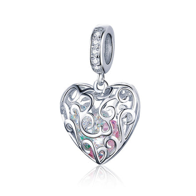 Moving Heart 925 Sterling Silver Dangle Charm - jolics