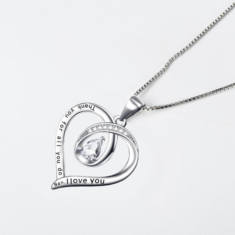 Mum's Gift - Fancy Heart Pendant Necklace With Center Stone - jolics