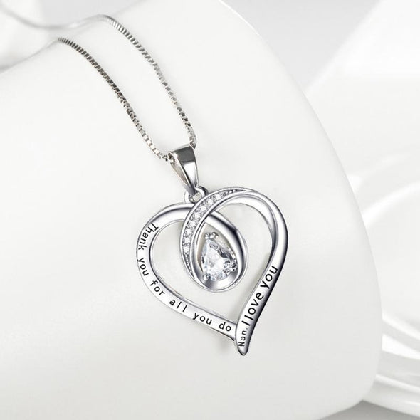 Mum's Gift - Fancy Heart Pendant Necklace With Center Stone - jolics