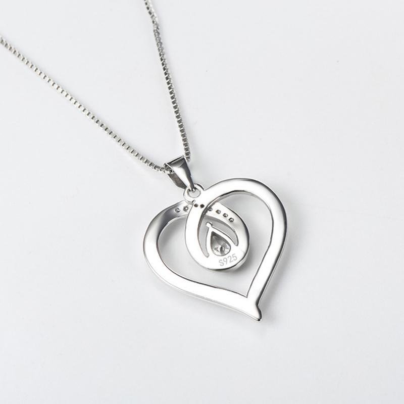 Mum's Gift - Fancy Heart Pendant Necklace With Center Stone - jolics