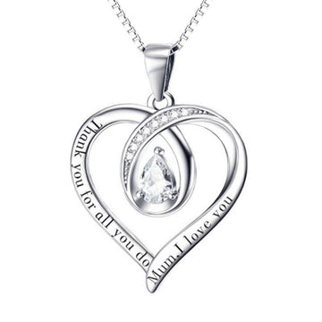 Mum's Gift - Fancy Heart Pendant Necklace With Center Stone - jolics