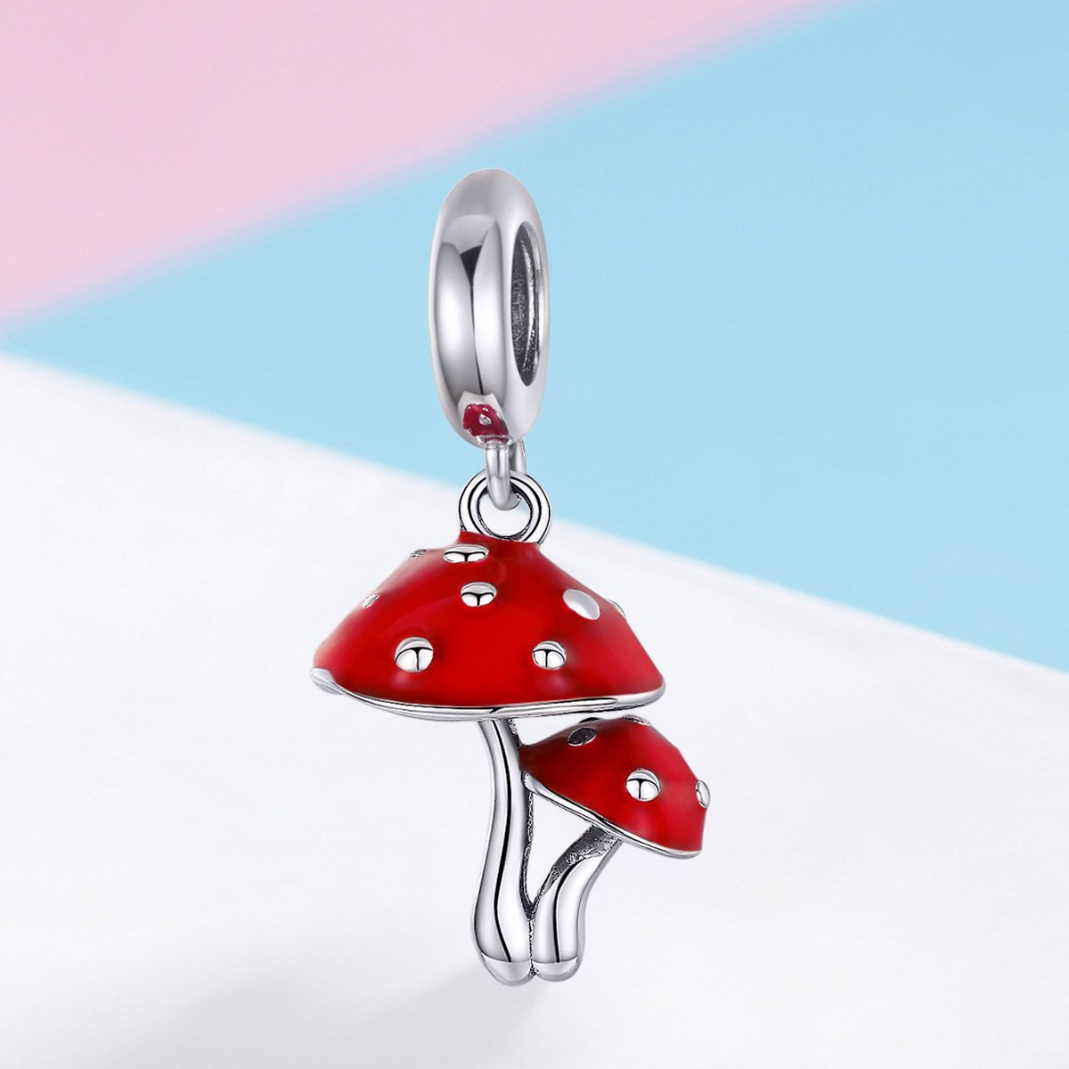 Mushroom 925 Sterling Silver Dangle Charm - jolics