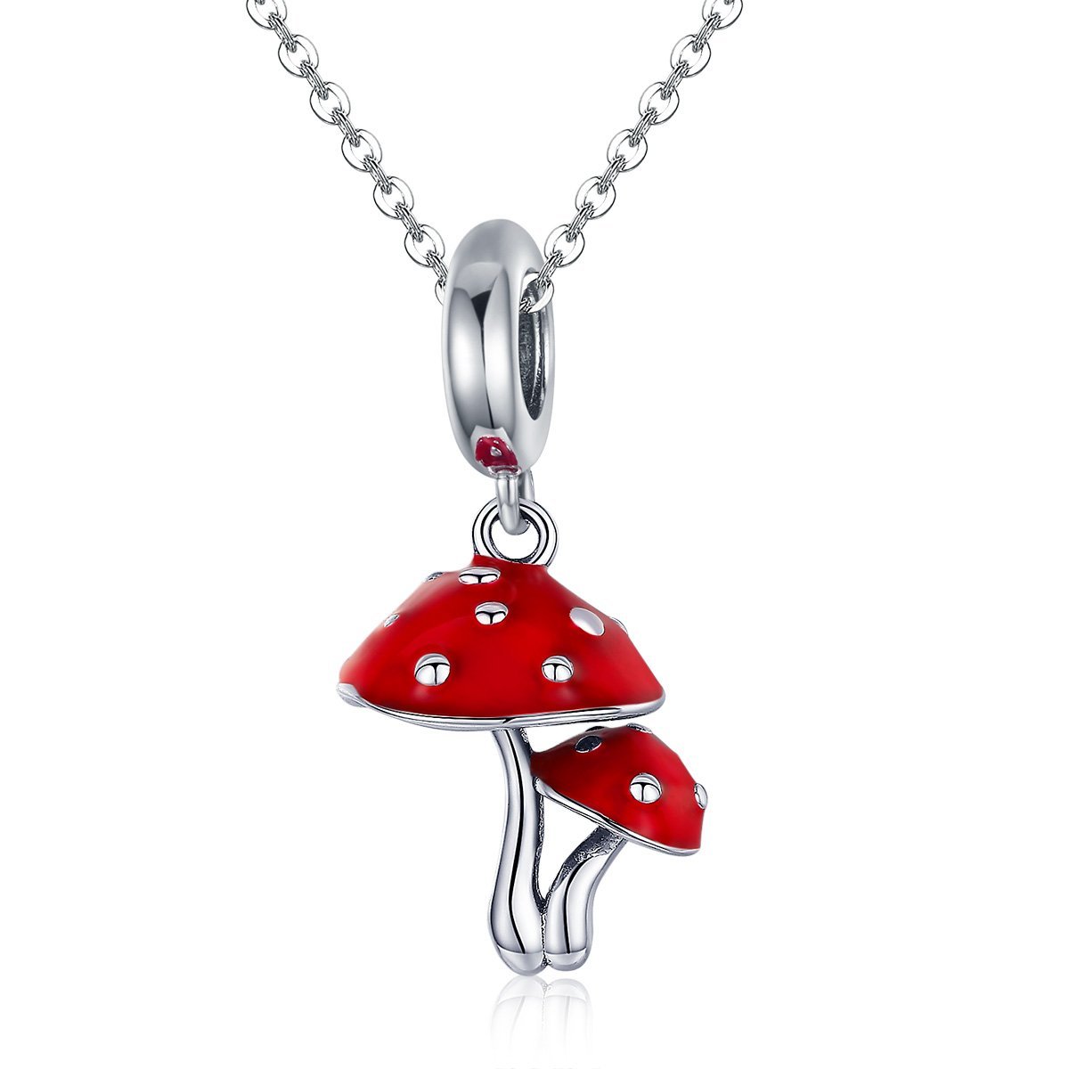 Mushroom 925 Sterling Silver Dangle Charm - jolics