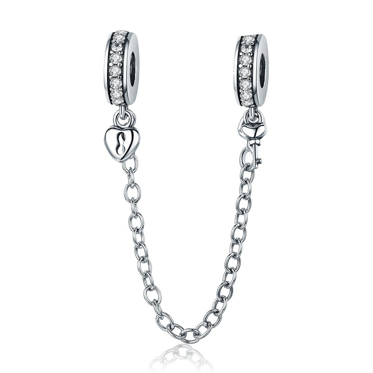 My Love- 925 Sterling Silver Bracelet Safety Chain Charm - jolics