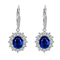 Oval Cut Halo Red&Blue Earrings - jolics