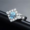 Oval Cut Topaz Stone Halo Ring - jolics