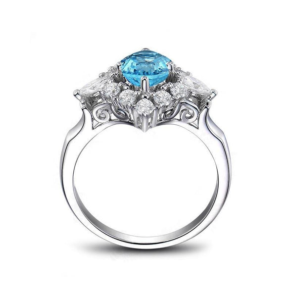 Oval Cut Topaz Stone Halo Ring - jolics