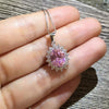 Oval Pink Flower Necklace - jolics