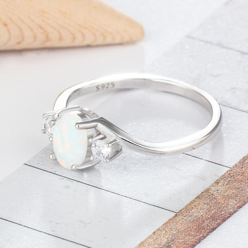 Oval Three Stone Bypass Opal Ring - jolics