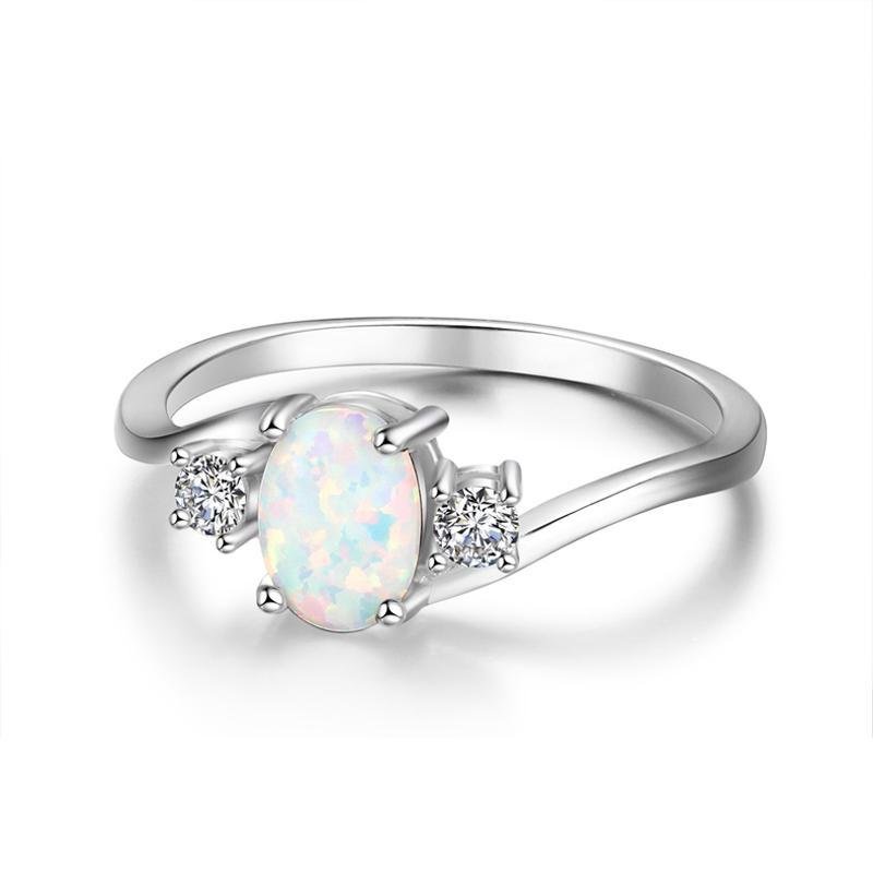 Oval Three Stone Bypass Opal Ring - jolics