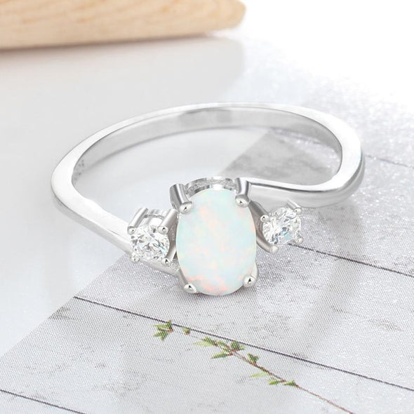 Oval Three Stone Bypass Opal Ring - jolics