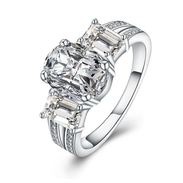 Oval&Emerald Cut Split Shank Ring - jolics