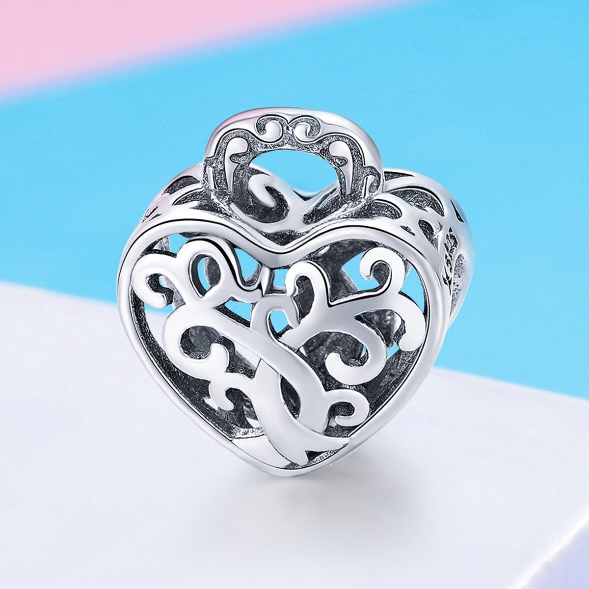 Padlock Heart 925 Sterling Silver Bead Charm - jolics