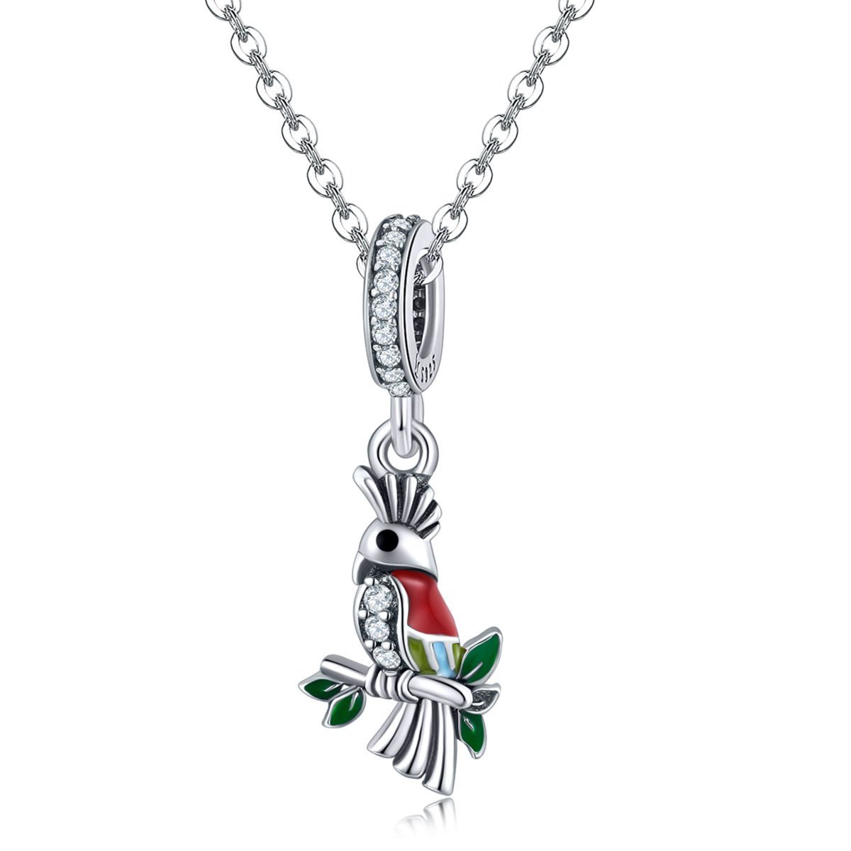 Parrot 925 Sterling Silver Dangle Charm - jolics