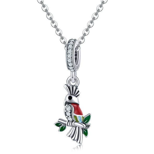 Parrot 925 Sterling Silver Dangle Charm - jolics