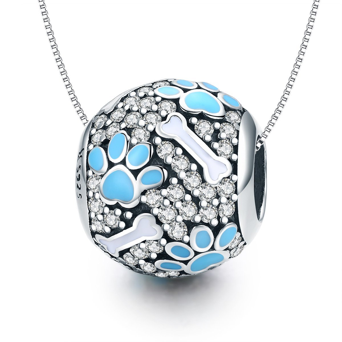 Paw Print & Bones 925 Sterling Silver Bead Charm - jolics