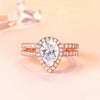 Pear Cut Halo Created White Sapphire Wedding Set - jolics