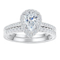 Pear Cut Halo Created White Sapphire Wedding Set - jolics