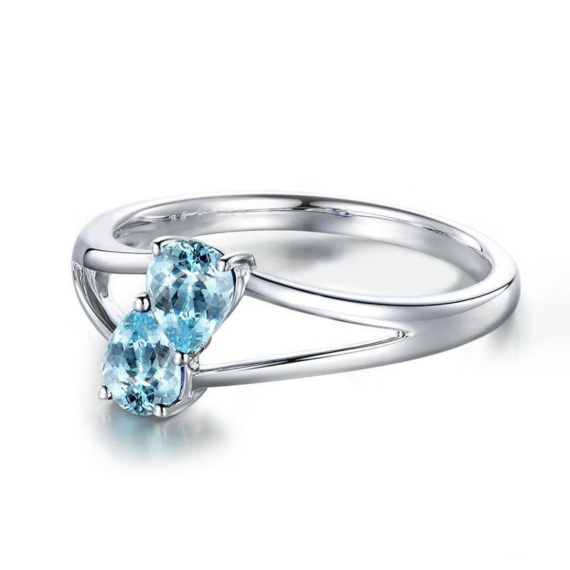 Pear Cut Two Topaz Stone Spilt Ring - jolics