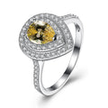 Pear Cut Yellow Double Halo Ring - jolics