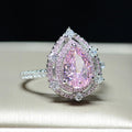 Pink 2.0 Carat Pear Cut Double Halo Sterling Silver Ring - jolics